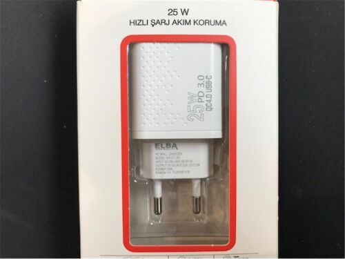Elba ELB01-25WPD Beyaz 25W Şarj Kafa Type USB-C PD3.0-QC4.0(Akım Koruma-Hızlı Şarj-Isıya Dayanıklı) - ELBA (1)