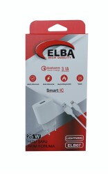 Elba ELB07-USB-25WIOS Beyaz 25W Usb Ev Şarj Kafa+ Usb 1mt Lightning Kablo QC4.0 Hızlı Şarj - 1