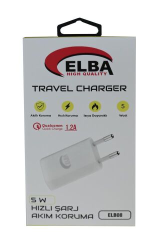 Elba Elb08 5W 1.2A Hızlı Şarj Akıllı Koruma Usb EV Şarj Kafa - ELBA