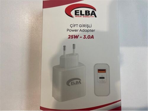 Elba ELB15 25W 3.0A Usb-A To Usb-C Çift Girişli Hızlı Şarj Akım Koruma Isıya Dayanıklı EV Şarj Kafa - ELBA