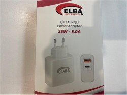Elba ELB15 25W 3.0A Usb-A To Usb-C Çift Girişli Hızlı Şarj Akım Koruma Isıya Dayanıklı EV Şarj Kafa - 1