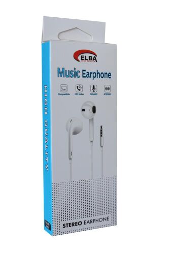 Elba elb19-İ5 Beyaz Kablolu Kulakiçi Mikrofonlu Kulaklık Aux - 1