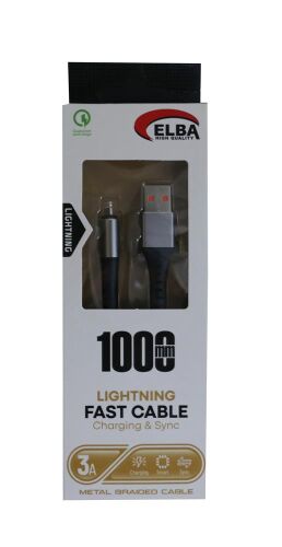 Elba Elb27-IOS 1Mt iPhone Lightning 3A Hızlı Şarj Hasırlı Şarj Kablosu Beyaz - ELBA