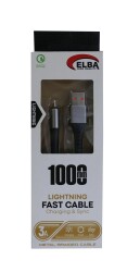 Elba Elb27-IOS 1Mt iPhone Lightning 3A Hızlı Şarj Hasırlı Şarj Kablosu Beyaz - 1