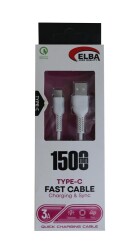 Elba Elb37-T1 Type-c 1,5mt 3A Hızlı Şarj Beyaz Kablo - 1