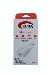 Elba ELB42 Beyaz 25W Şarj Kafa+ İphone Kablo USB-C PD3.0-QC4.0(Akım Koruma-Hızlı Şarj-) - 2