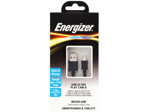 Energizer C21UBMCGBK4 1.2m Flat Micro Siyah Usb Kablosu - ENERGIZER