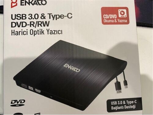 Enkado Ekd-Udvd120 Type-C - USB 3.0 DVD-R-CD-R-RW- Dvd-Rw Ultra Slim Harici Optik Yazıcı Siyah - ENKADO