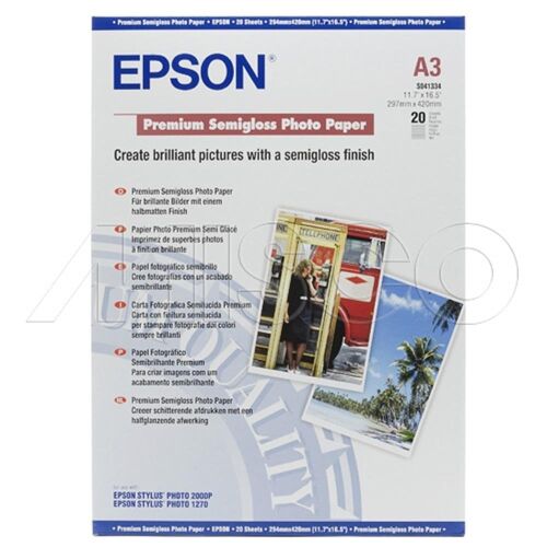 Epson A3 251Gram 20'li Premium Semigloss Fotoğraf Kağıdı S041334 - EPSON