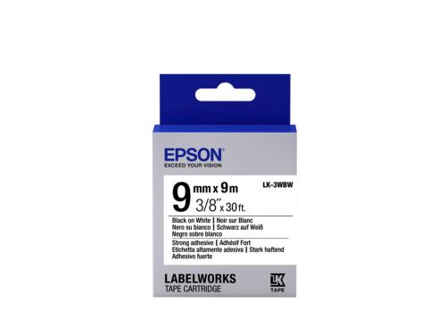 Epson LK-3WBW Güçlü Yapışkanlı Beyaz Üzeri Siyah 9mm 9Metre Etiket - EPSON