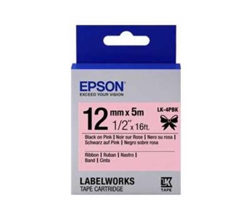 Epson LK-4PBK Pembe Üzeri Siyah Kurdele 12mm 9 Metre - 1