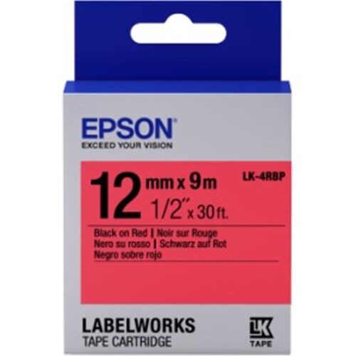 Epson LK-4RBP Pastel Kırmızı Üzeri Siyah 12MM 9Metre - EPSON