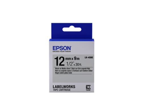 Epson LK-4SBE Gümüş Üzeri Siyah 12mm 9Metre Etiket - 1