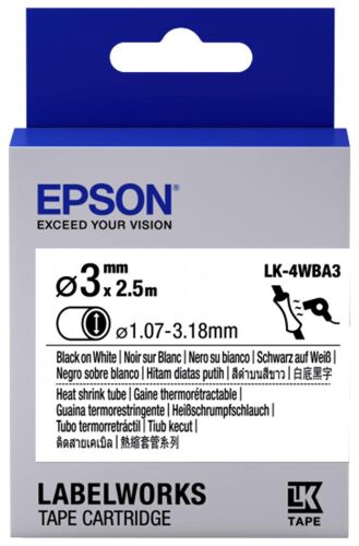 Epson LK-4WBA3 Beyaz Üzeri Siyah Makaron (1,07-3,18 mm çap) 2,5Metre - 1