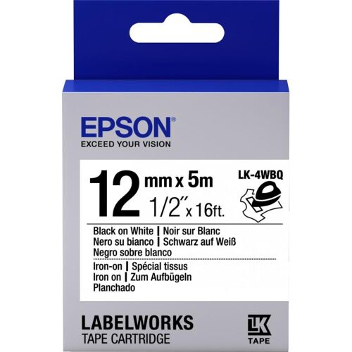 Epson LK-4WBQ Ütüyle Transfer Beyaz Üzeri Siyah 12mm 9Metre Etiket - EPSON