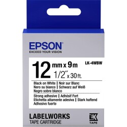Epson LK-4YBW Güçlü Yapışkanlı Sarı Üzeri Siyah 12mm 9Metre Etiket - 1