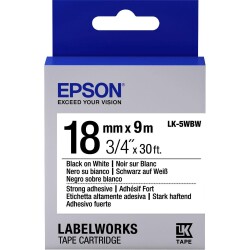Epson LK-5WBW Güçlü Yapışkanlı Beyaz Üzeri Siyah 18mm 9Metre Etiket - 1