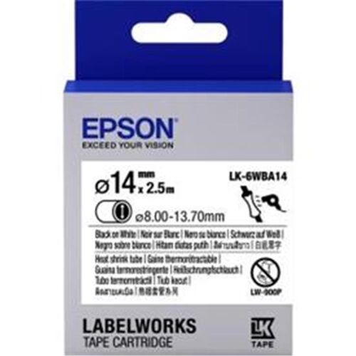 Epson LK-6WBA14 Beyaz Üzeri Siyah Makaron (8-13,7 mm çap) 2,5Metre - 1