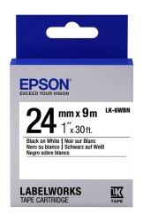 Epson LK-6WBVN Vinil Beyaz Üzeri Siyah 24mm 7Metre Etiket - 1