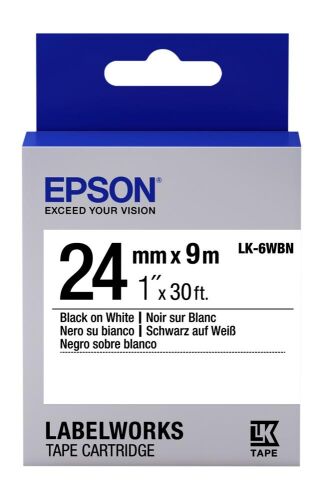 Epson LK-6WBVN Vinil Beyaz Üzeri Siyah 24mm 7Metre Etiket - EPSON