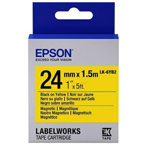 Epson LK-6YB2 Mıknatıslı Sarı Üzeri Siyah 24mm 9Metre Etiket - 1