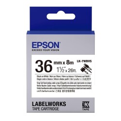 Epson LK-7WBVS Kendinden Laminasyonlu Kablo Giydirme Beyaz Üzeri Siyah 36mm 8Metre Etiket - 1