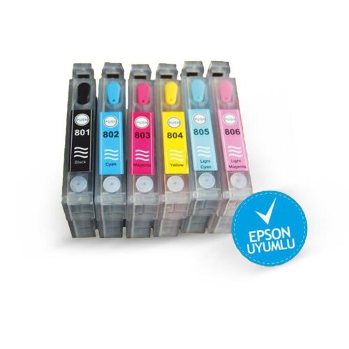 Epson T0791-T0796 Muadil Kolay Dolan Kartuş(Dolu 6 Adet Kartuş) - İTHAL-MUADİL