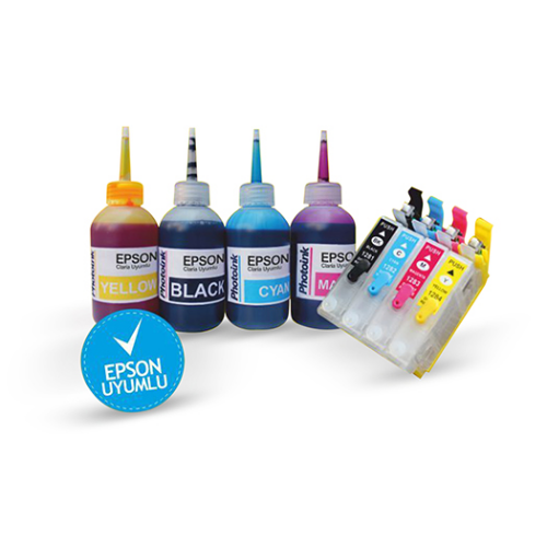 Epson T1811-T1814 / 1801-1084 Muadil Kolay Dolan Kartuş Seti (Dolu 4 Adet Kartuş ve 4 Renk Mürekkep) - İTHAL-MUADİL