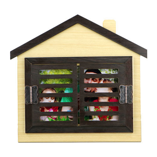 Ev Tasarımlı Ahşap Fotoğraf Çerçevesi - Kahverengi - OFİSOMİ-S (1)