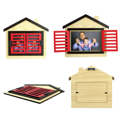 Ev Tasarımlı Ahşap Fotoğraf Çerçevesi - Kırmızı - OFİSOMİ-S (1)