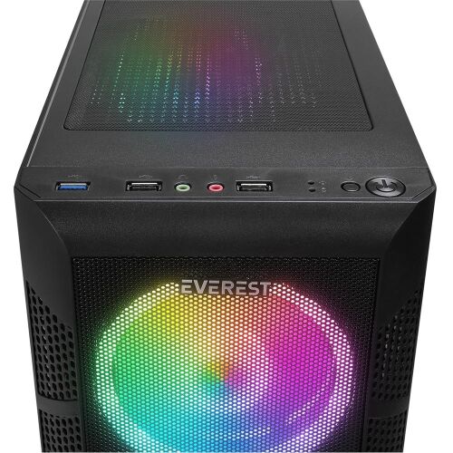 Everest CREST V1 Mesh Temperli Camlı 4x12cm Auto RGB Fan ATX Mid-T Gaming Oyuncu Kasası - 2