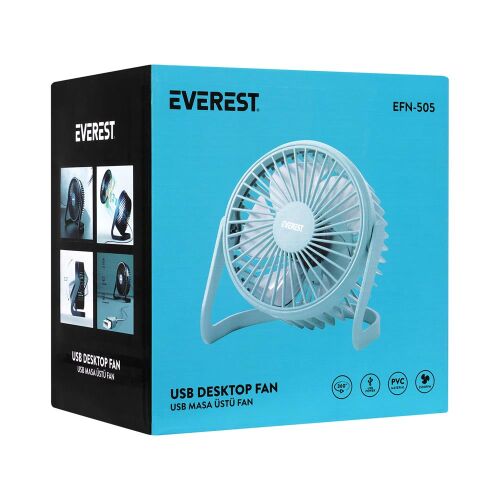 Everest EFN-505 Masaüstü Turkuaz Usb Fan (145mmx141mmx105 mm) - EVEREST