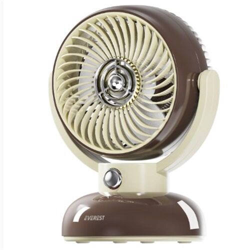 Everest EFN12 Kahve 1200mAh 3 Hız Kademe Led Işıklı Retro Masaüstü Usb Fan - EVEREST