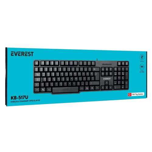 Everest KB-517UF Siyah USB F 2mt Kablo Uzunluğu Standart Klavye - EVEREST