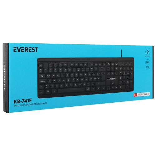 Everest KB-741F Siyah-Gri USB 2 Metre Bakır Kablolu Tamamen Türkçe F Klavye - 2