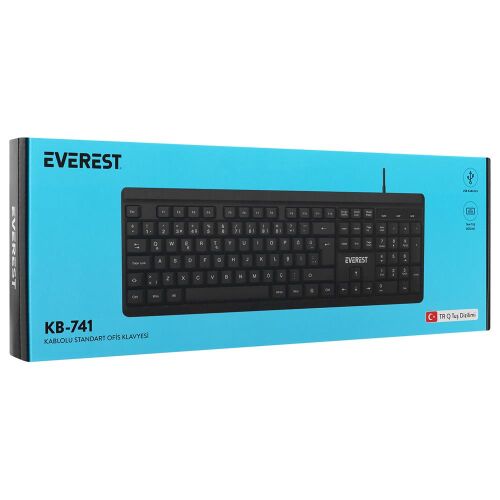 Everest KB-741Q Siyah-Gri USB 2 Metre Bakır Kablolu Usb Q Klavye - EVEREST