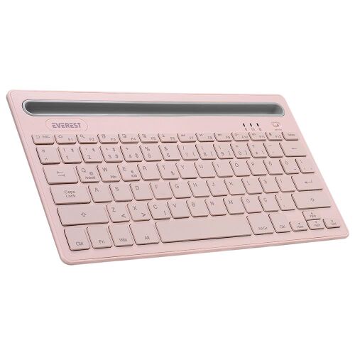 Everest KB-BT82 Pembe-Gri Bluetooth Ultra İnce+Şarjlı Q Mac-Win-Android-Ios Uyumlu Kablosuz klavye - 1