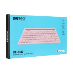 Everest KB-BT82 Pembe-Gri Bluetooth Ultra İnce+Şarjlı Q Mac-Win-Android-Ios Uyumlu Kablosuz klavye - 2