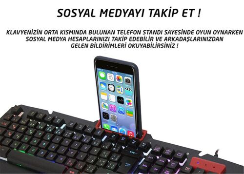 Everest KB-R800 METAFOR USB Gökkuşağı Aydınlatmalı Q Metal Yüzey Gaming Oyuncu Klavyesi - 2