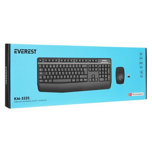 Everest KM-3335 Siyah Ikisi bir arada 2 in 1 Kablosuz Q Multimedia Klavye + Mouse Set - EVEREST (1)