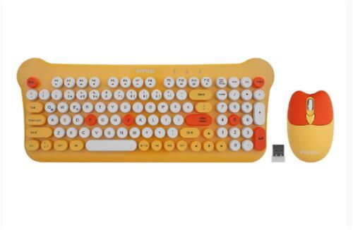 Everest KM-6244 BUNNY Renkli Tuşlu Sarı 2.4 ghz + BT Kablosuz Q Multimedia Klavye + Mouse Set - EVEREST (1)