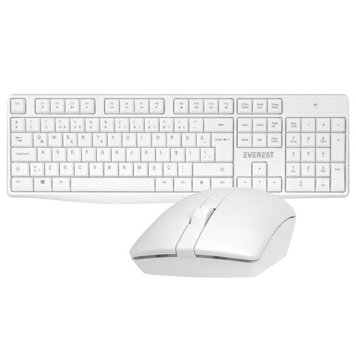 Everest KM-7500 Beyaz Kablosuz Q Multimedia Klavye + Mouse Set - 1