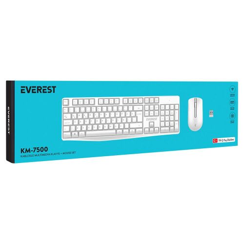 Everest KM-7500 Beyaz Kablosuz Q Multimedia Klavye + Mouse Set - 2