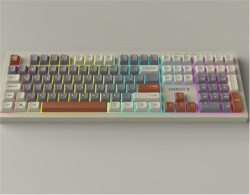 Everest KM-77 Runa Gri-Krem-Kahve Usb Rainbow Aydınlatmalı Sessiz Q Klavye + Mouse Set - 1