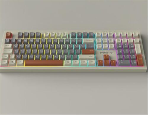 Everest KM-77 Runa Gri-Krem-Kahve Usb Rainbow Aydınlatmalı Sessiz Q Klavye + Mouse Set - EVEREST (1)