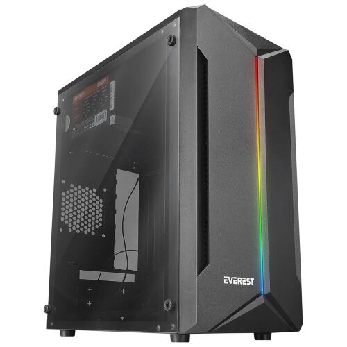 Everest SABER RGB Led Şeritli Peak 250W Akrilik Yan Panel M-ATX Mini-T Gaming Oyuncu Kasası - 2