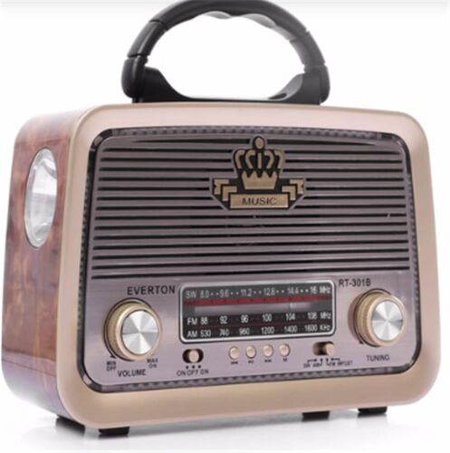 Everton RT-301 Bluetooth-USB-SD-FM Şarjlı Nostaljik Radyo El Fenerli - EVERTON (1)