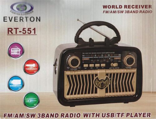 Everton Rt-551 Bluetooth Fm-Usb-Tf-Aux Şarjlı Nostaljik Radyo - EVERTON