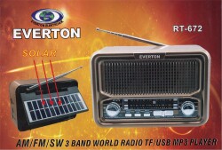 Everton Rt-672 Bluetooth Fm-Usb-Tf-Aux Şarjlı Solar Nostaljik Radyo - 1