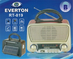 Everton Rt-819 (Solar Güneş Panelli) Bluetooth Fm-Usb-Tf Card-AUX Şarjlı Nostaljik Radyo El Feneri - 1